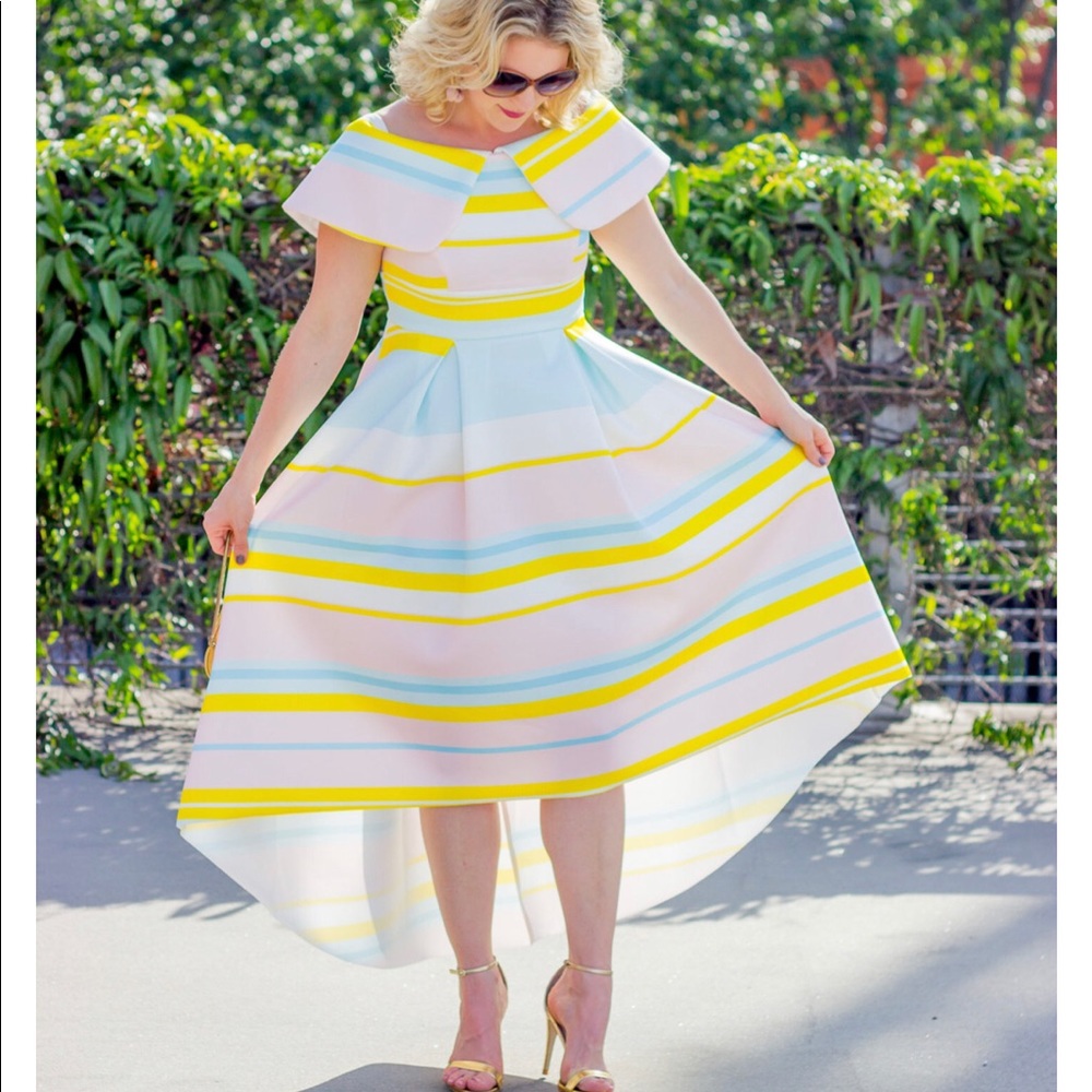 ASOS size 6 pastel striped high-low dress